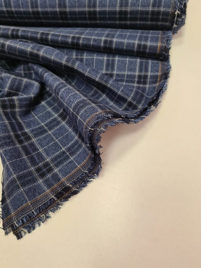 Denim blue fabric with 2x2 cm check size