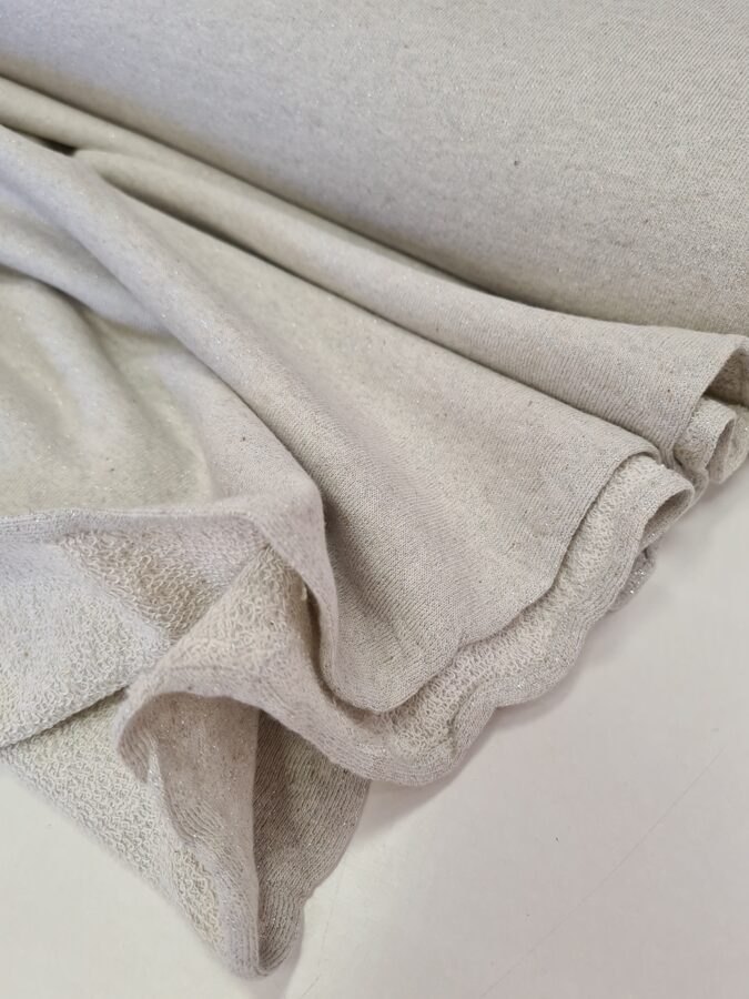 Linen/cotton french terry with silver lurex threads