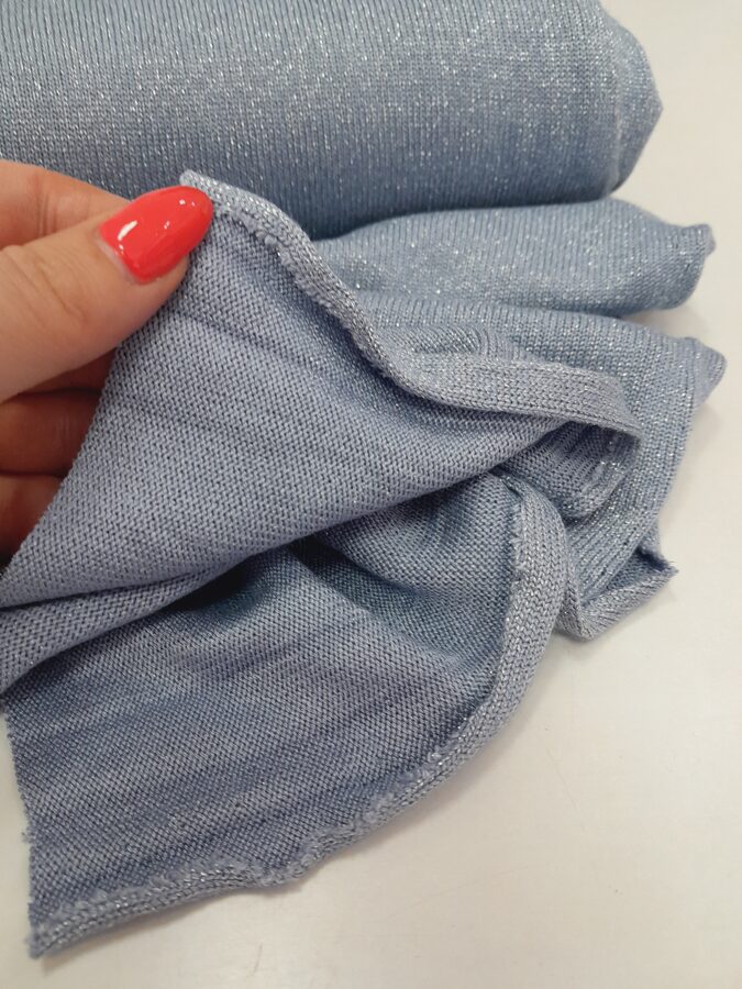 Knitted viscose with silver threads (Denim blue)