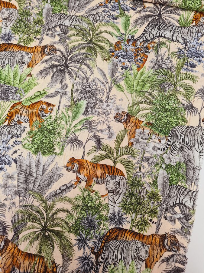 Linen with viscose - Tiger in the jungle