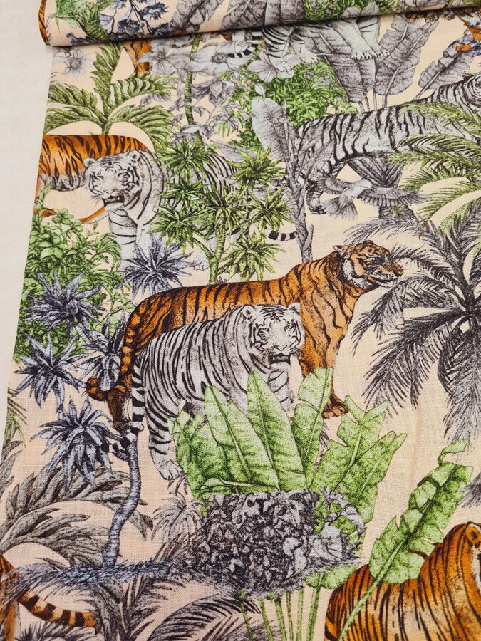 Linen with viscose - Tiger in the jungle