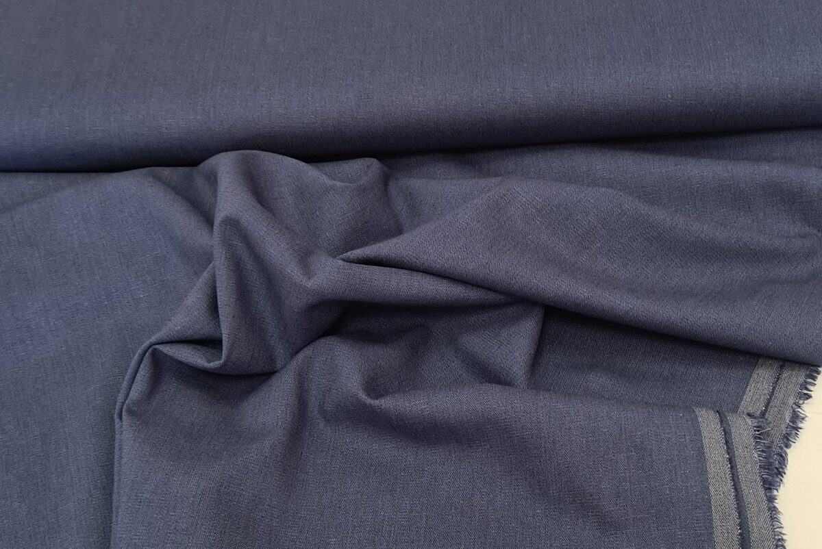 Stretch linen viscose fabric (Denim blue)