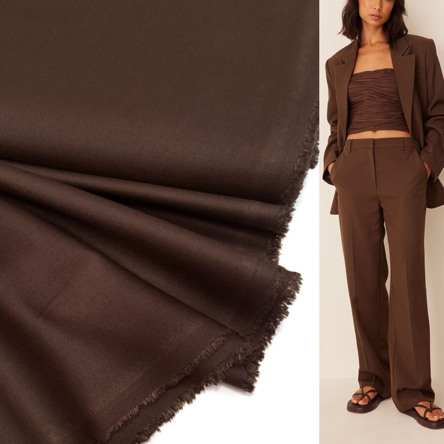 Brown suit fabric with a matte sheen