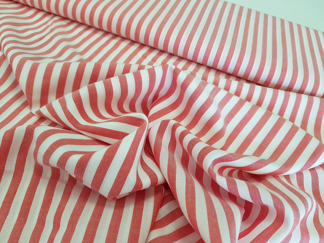 Viscose with red vertical stripes