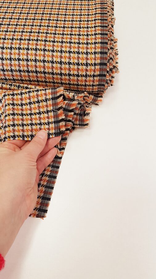 Checkered fabric (Orange, mustard, ecru, black)
