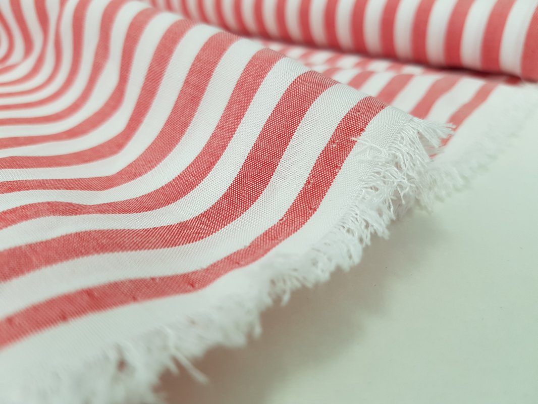 Viscose with red vertical stripes