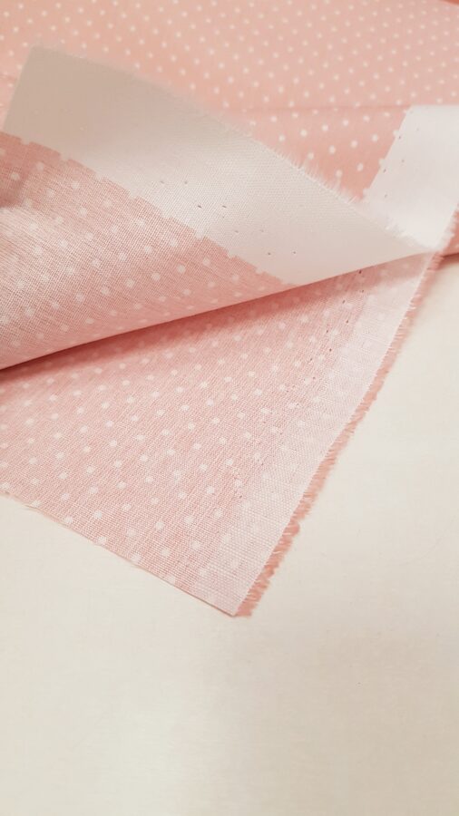 Poplin petit dots (Powder pink with white dots)