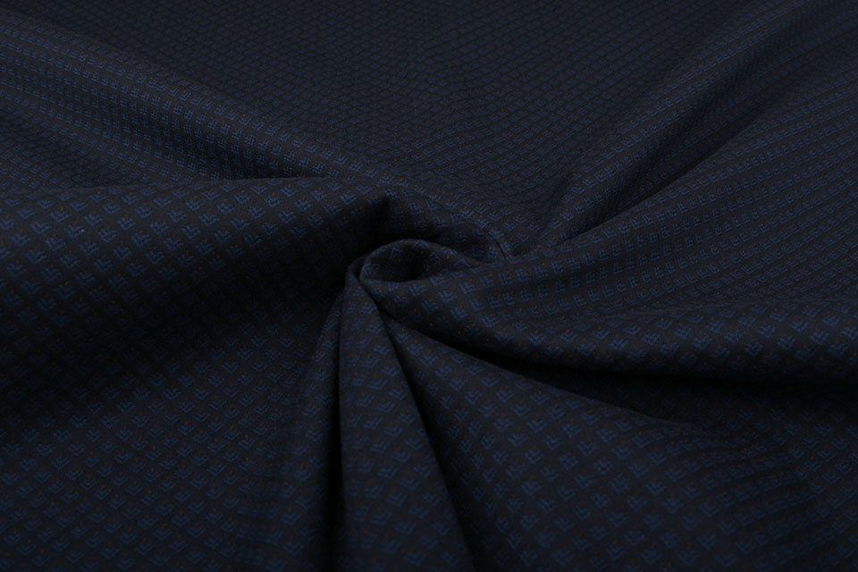 Dense viscose fabric with Art Deco motifs (Navy)