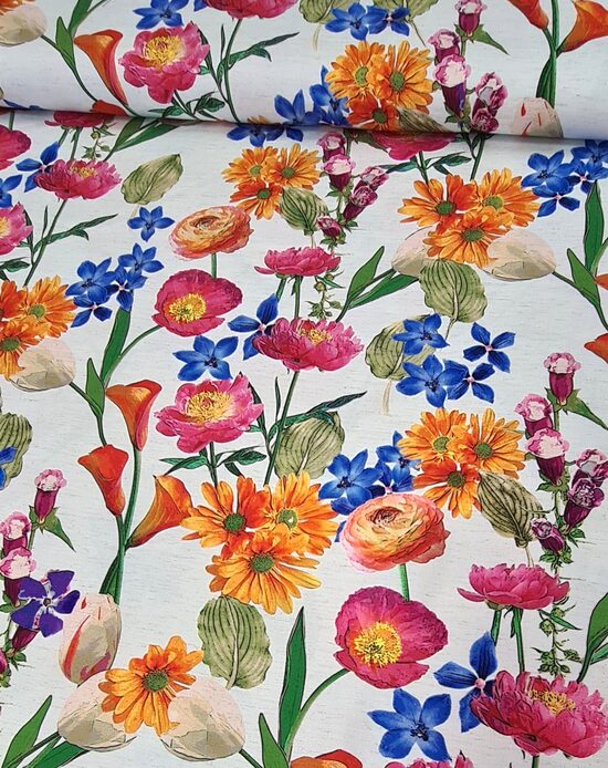 Viscose-linen fabric with floral print