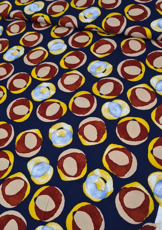 Navy viscose twill with abstract print