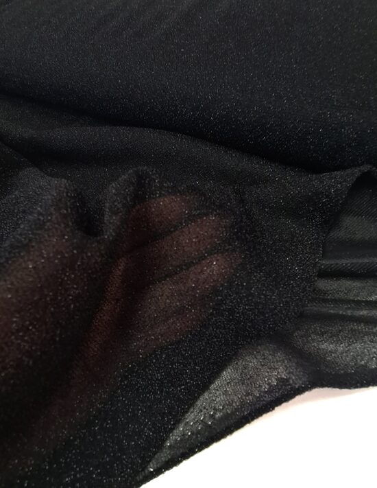 Black transparent fabric with silver threads
