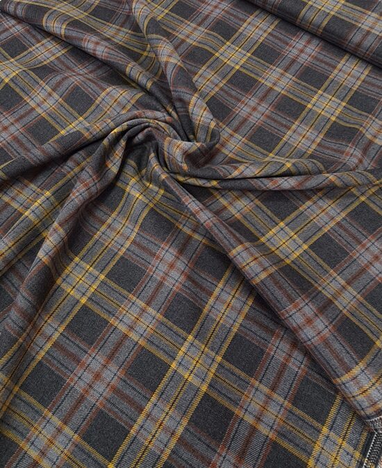 Kostīma audums ar 2.50cm x 2.50cm rūtīm (Pelēks-sinepe-terakota)