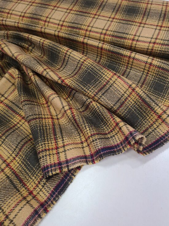 Rūtains vilnas audums (Kamieļkrāsa-Hakī)