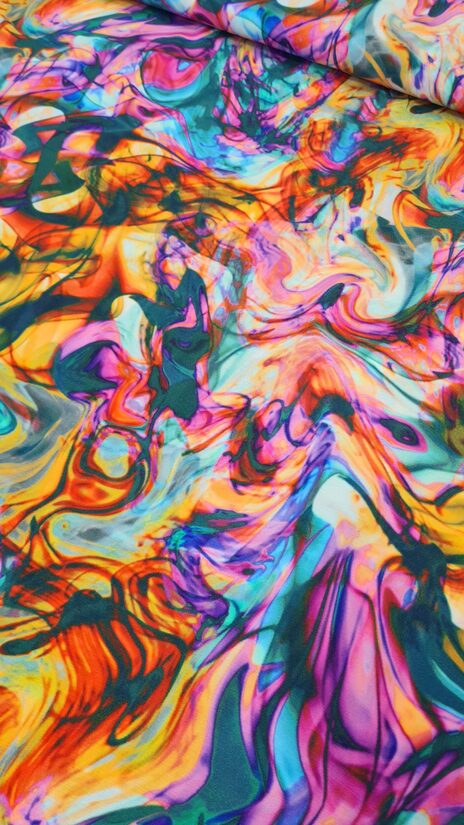 Eco Vero viscose with multicolour abstract print