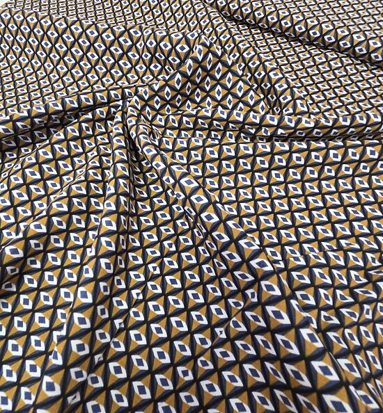 Viscose with geometric print (Dark ocre/denim blue)