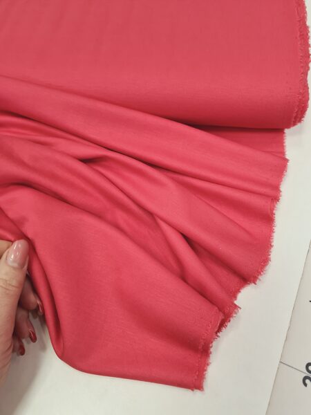 Coral red viscose with polyester and elastane
