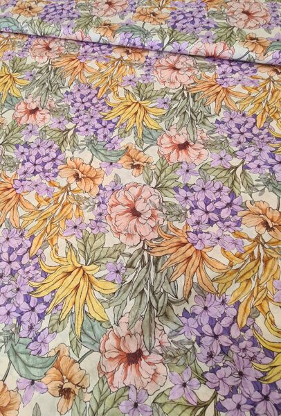 Cotton voile with soft color floral print