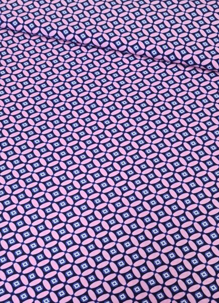 Woven LENZING™ ECOVERO™ viscose with geometri retro print (Pink/Jeans blue)