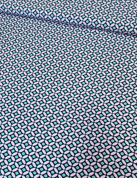 Woven LENZING™ ECOVERO™ viscose with geometri retro print (Lilac/Green)