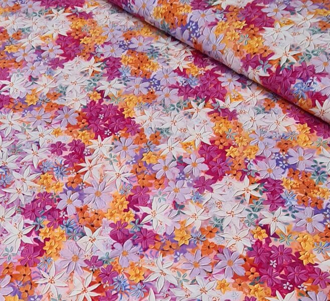 Viscose with a delicate, bright digital floral print