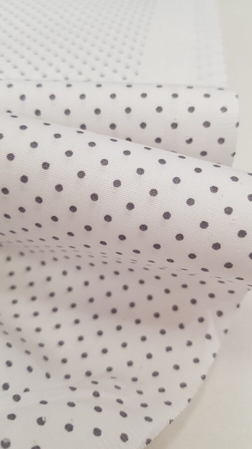 Poplin petit dots (White with grey dots)