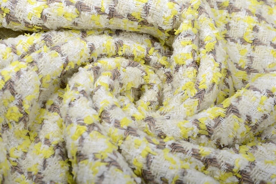 Checkered off white boucle (Beige, yellow)